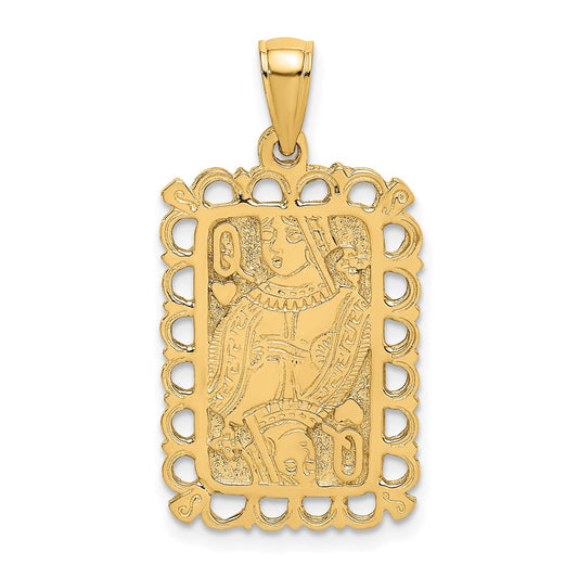 14k Yellow Gold Queen Playing Card Charm