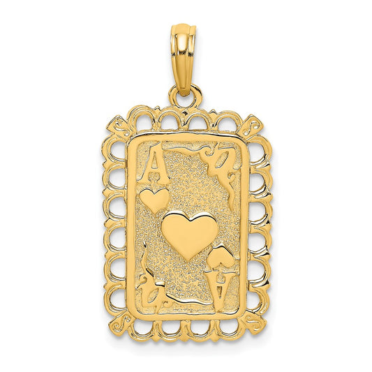 14k Yellow Gold Hearts w/ Ace Playing Cards Charm