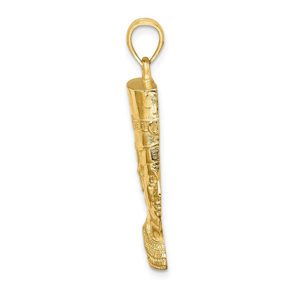 14k Yellow Gold 2-D Polished / Textured Nefertiti Profile Charm