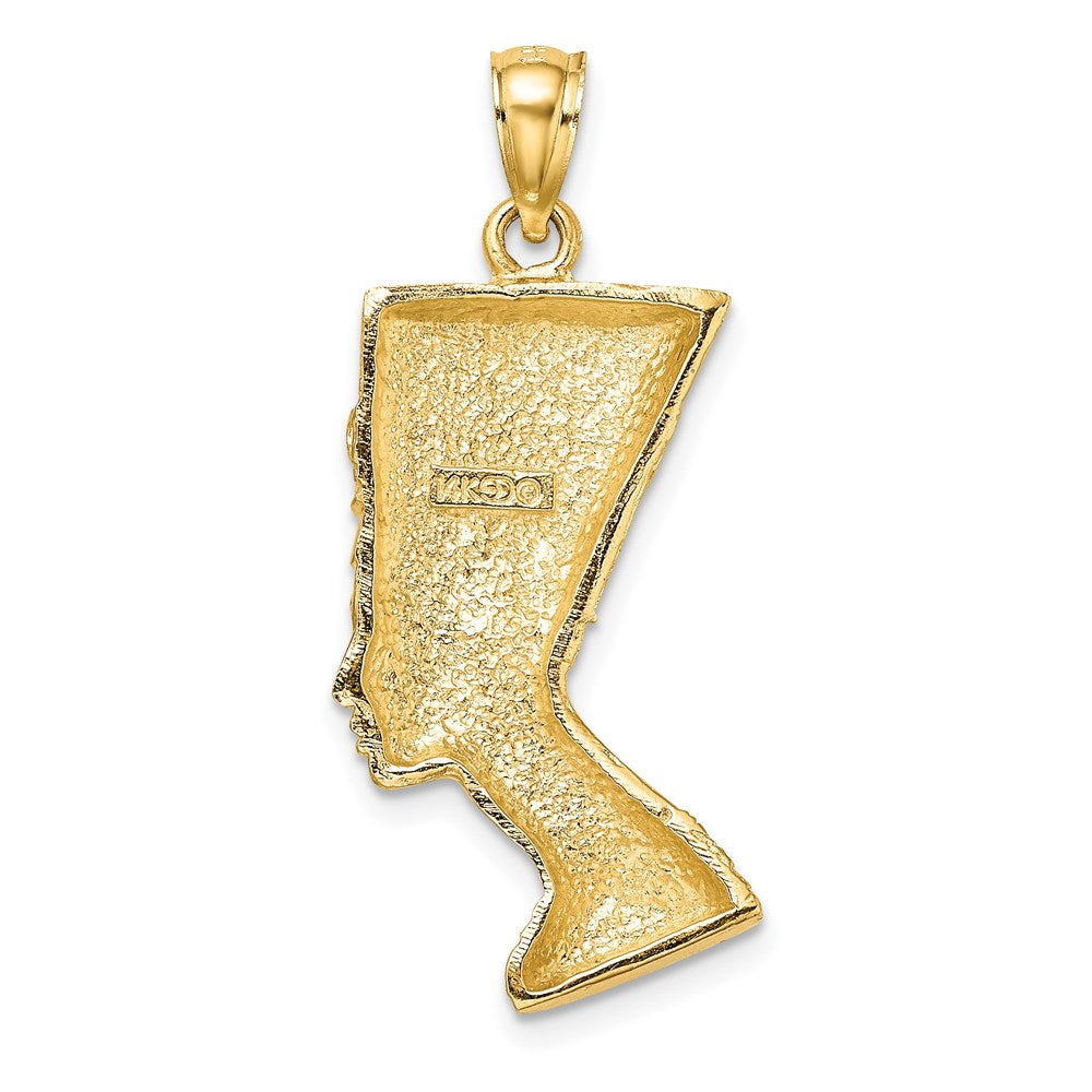 14k Yellow Gold 2-D Polished / Textured Nefertiti Profile Charm