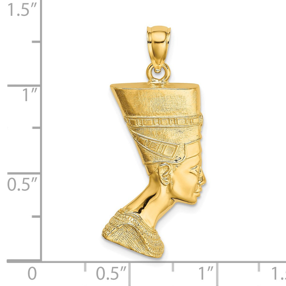 14k Yellow Gold 2-D Polished / Textured Nefertiti Profile Charm