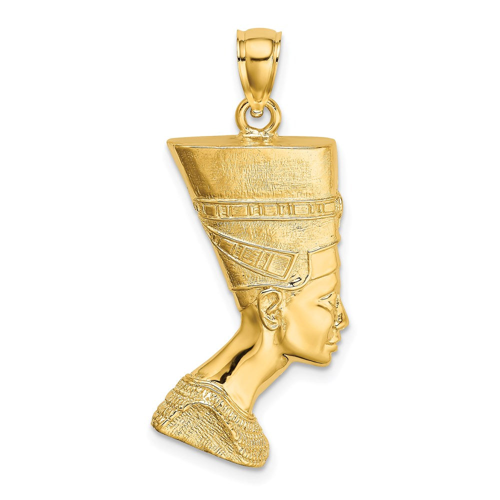 14k Yellow Gold 2-D Polished / Textured Nefertiti Profile Charm