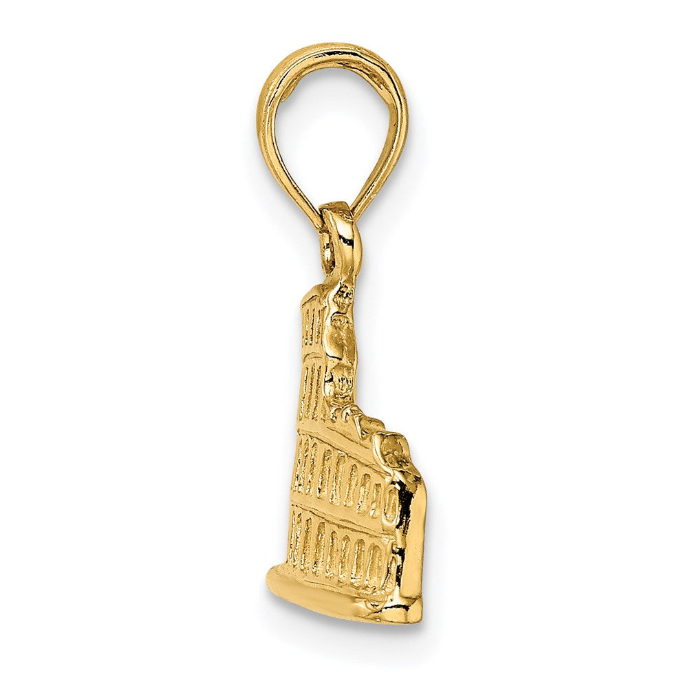 14k Yellow Gold Textured 2-D Coliseum Charm