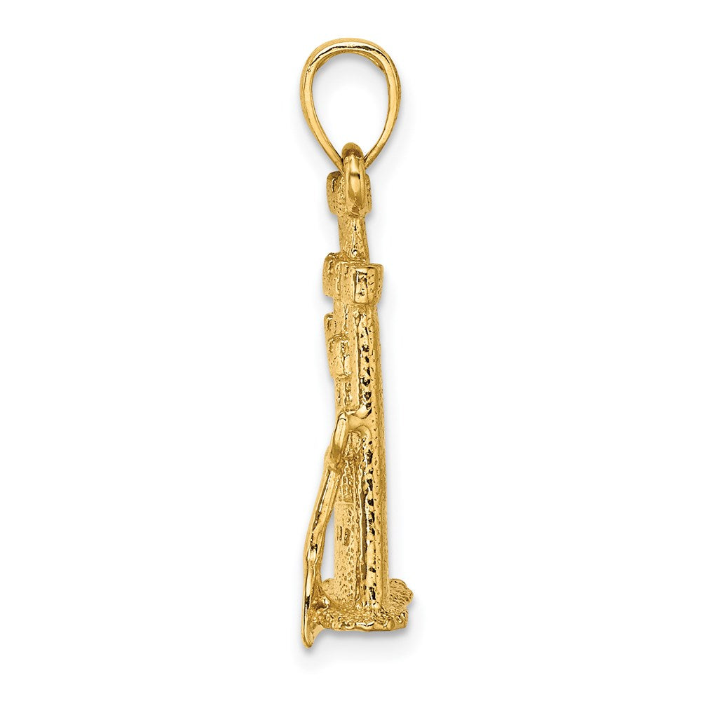 14k Yellow Gold 3-D Textured Sand Castle w/ Shovel Charm