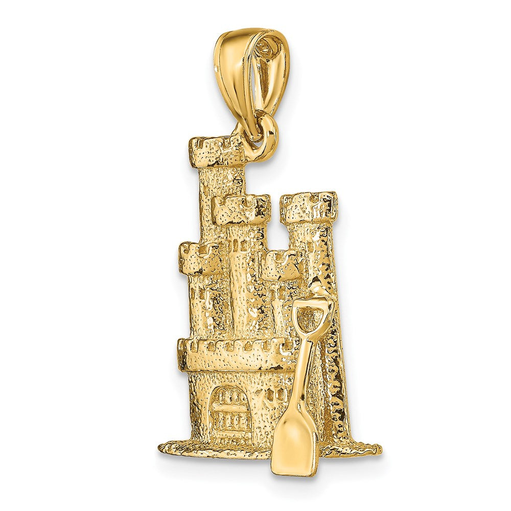 14k Yellow Gold 3-D Textured Sand Castle w/ Shovel Charm