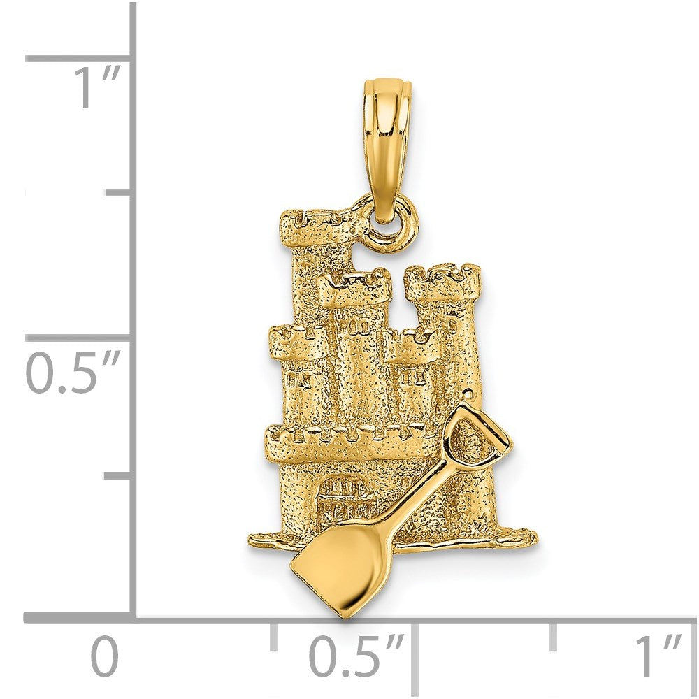 14k Yellow Gold 3-D Sand Castle w/ Shovel Charm