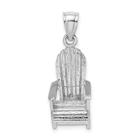 14k White Gold 3-D Beach Chair Charm