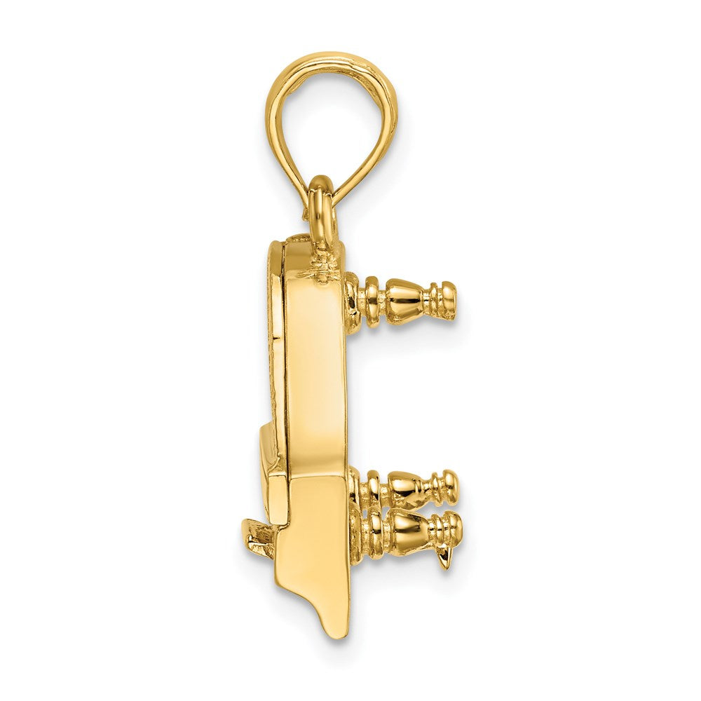 14k Yellow Gold 3-D Grand Piano Top Opens Charm