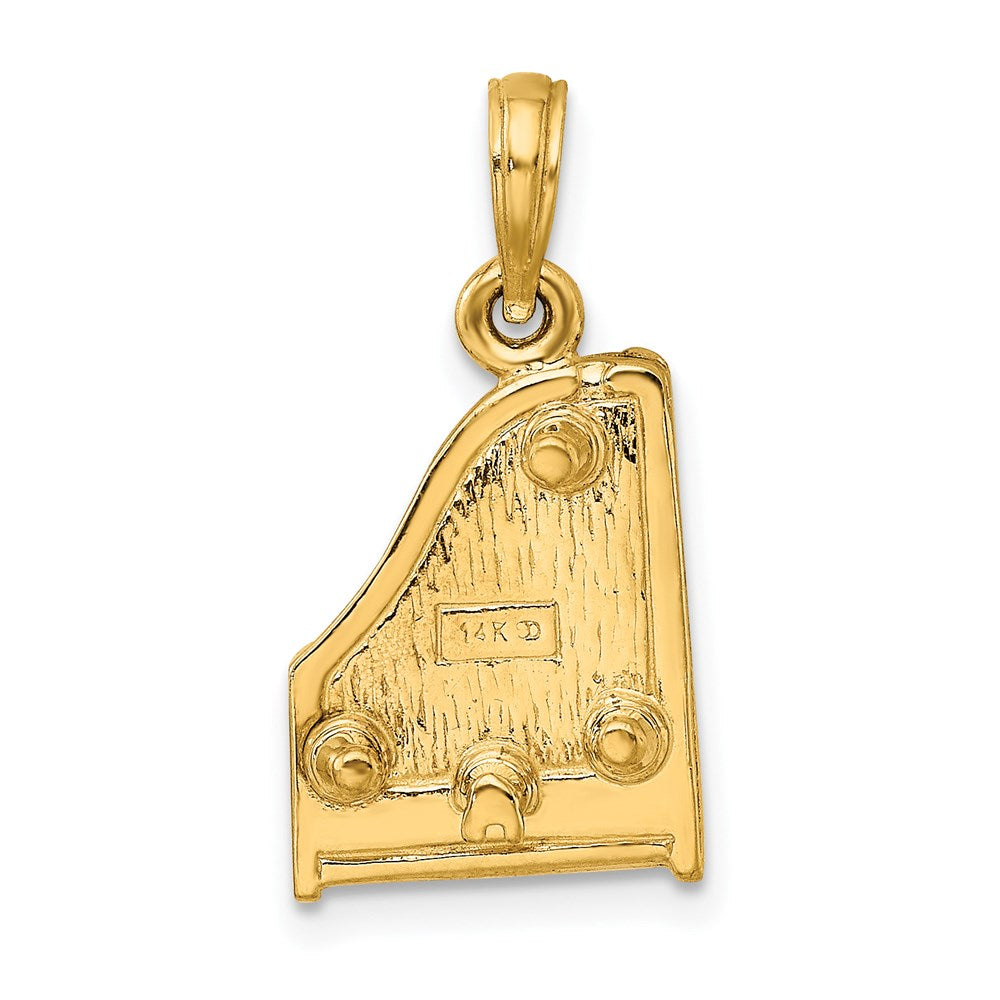 14k Yellow Gold 3-D Grand Piano Top Opens Charm