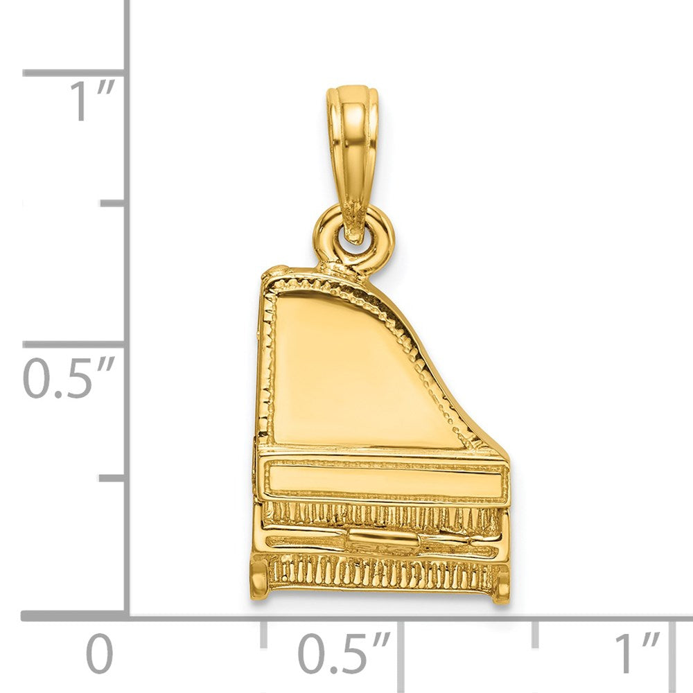 14k Yellow Gold 3-D Grand Piano Top Opens Charm