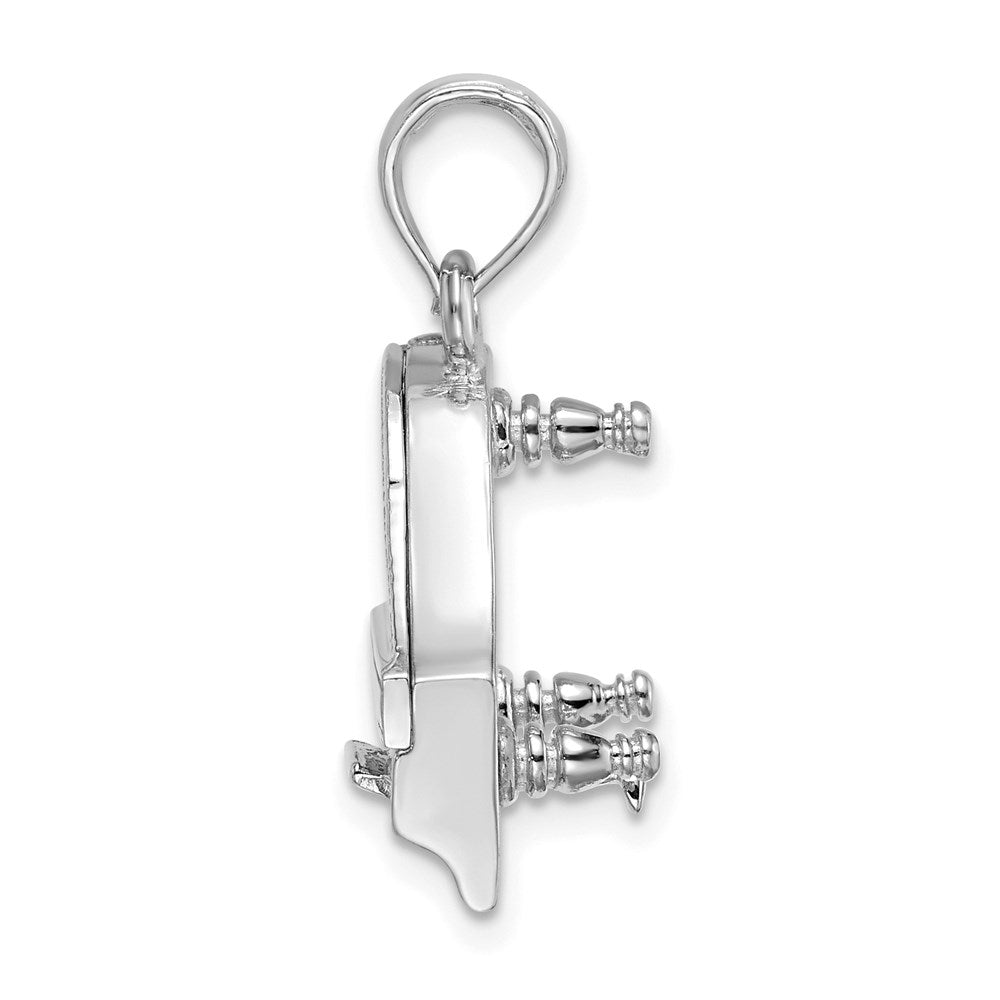 14k White Gold 3-D Top Opens Grand Piano Charm