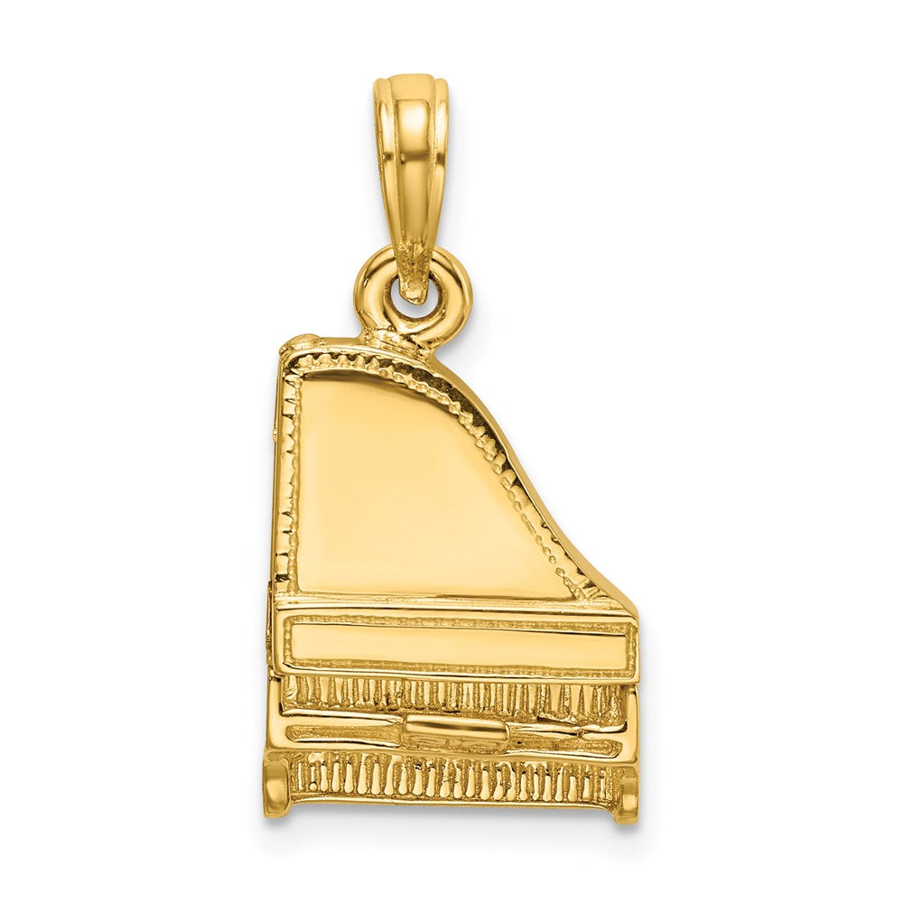 14k Yellow Gold 3-D Grand Piano Top Opens Charm