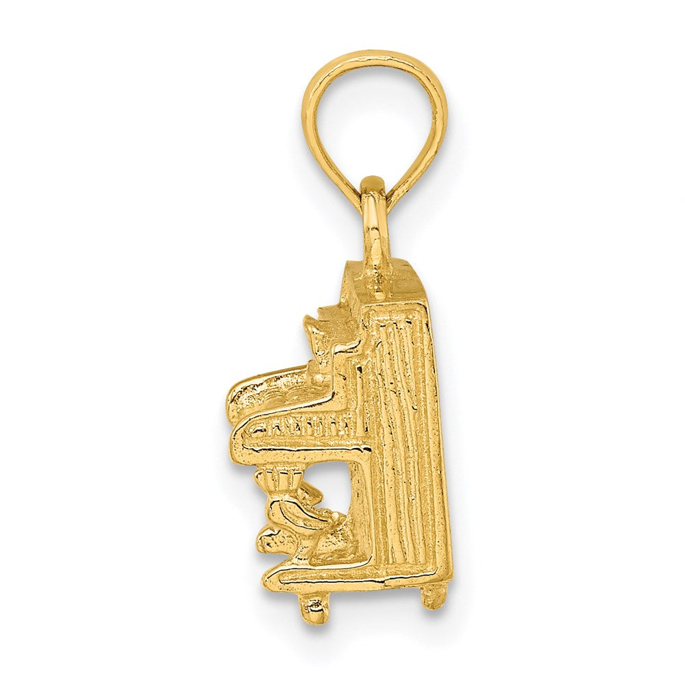 14k Yellow Gold 3-D Upright Piano Charm