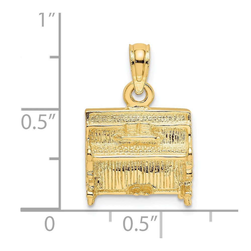 14k Yellow Gold 3-D Upright Piano Charm