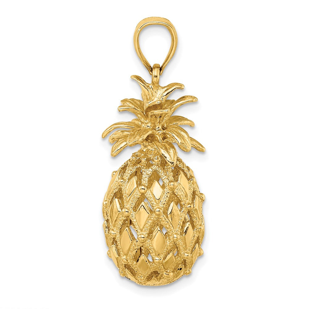 14k Yellow Gold 3-D Textured and Polished Pineapple Charm