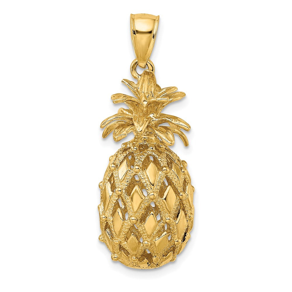 14k Yellow Gold 3-D Textured and Polished Pineapple Charm