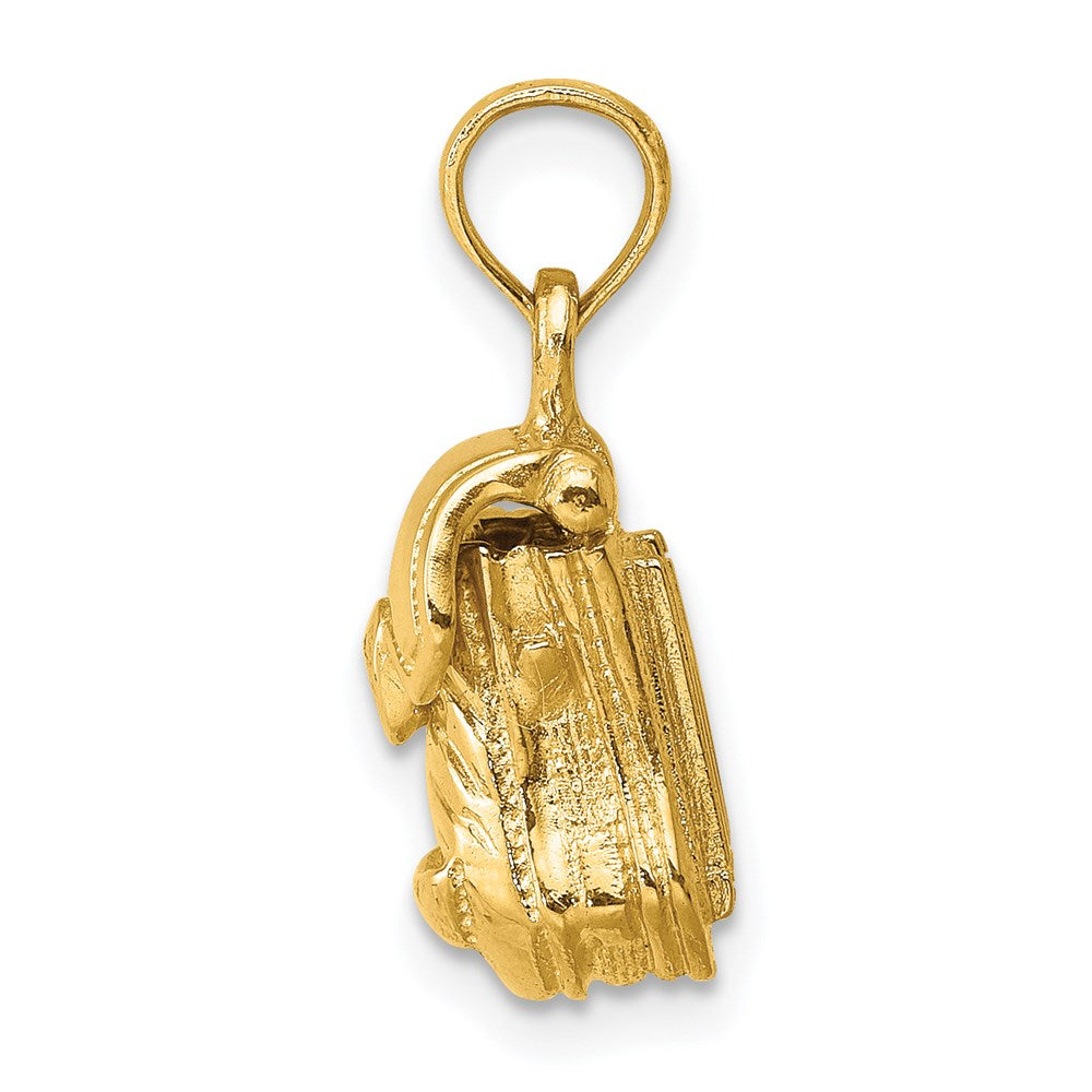 14k Yellow Gold 3-D Polished Back Pack w/ Moveable Lid Charm