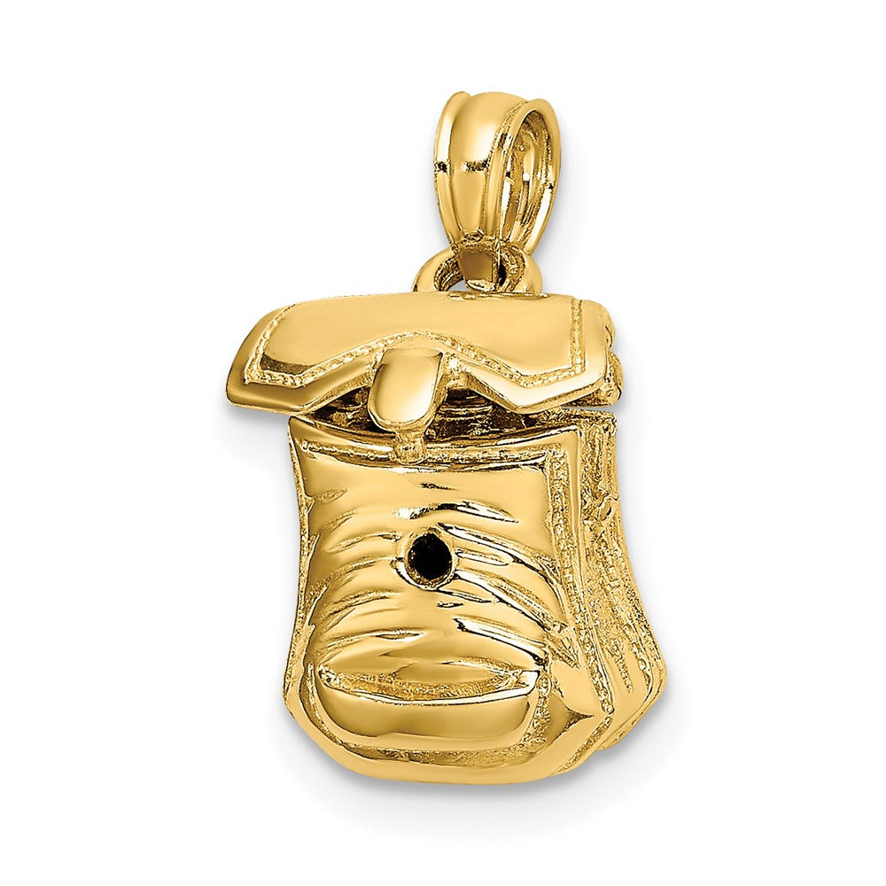 14k Yellow Gold 3-D Polished Back Pack w/ Moveable Lid Charm