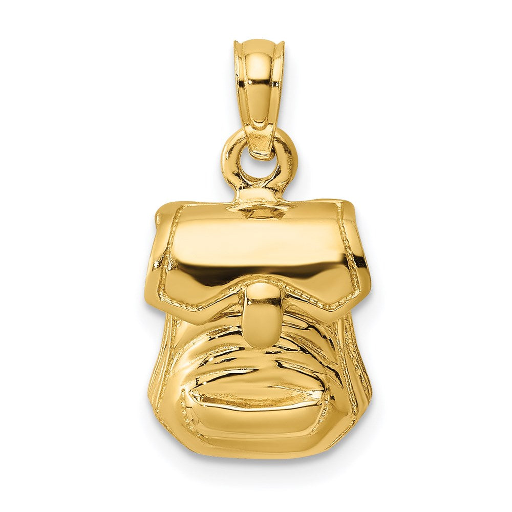 14k Yellow Gold 3-D Polished Back Pack w/ Moveable Lid Charm