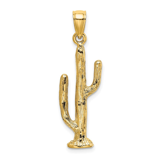 14k Yellow Gold 3-D Saguaro Cactus Charm