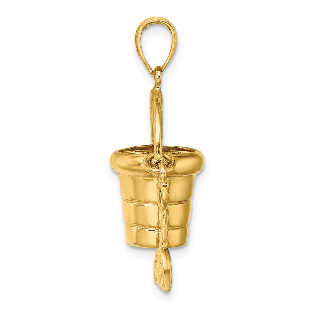 14k Yellow Gold 3-D Moveable Beach Bucket W/ Shovel Charm