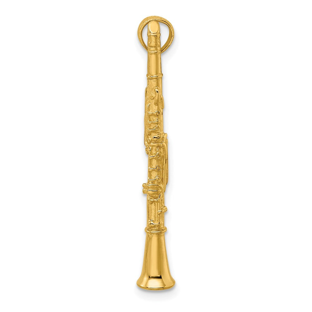 14k Yellow Gold 3-D Clarinet Charm