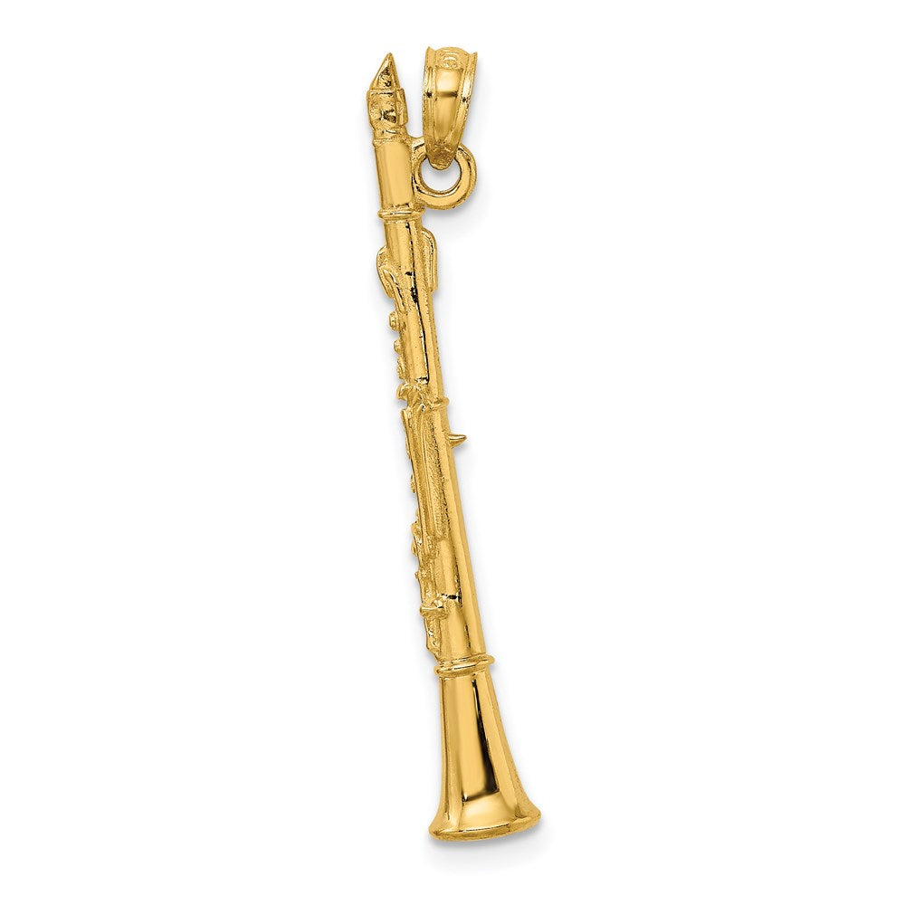 14k Yellow Gold 3-D Clarinet Charm