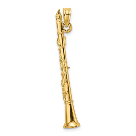 14k Yellow Gold 3-D Clarinet Charm