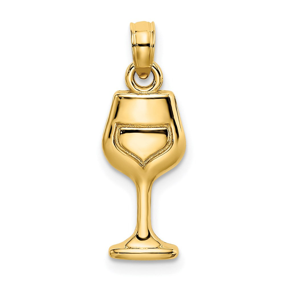 14k Yellow Gold Wine Glass Charm