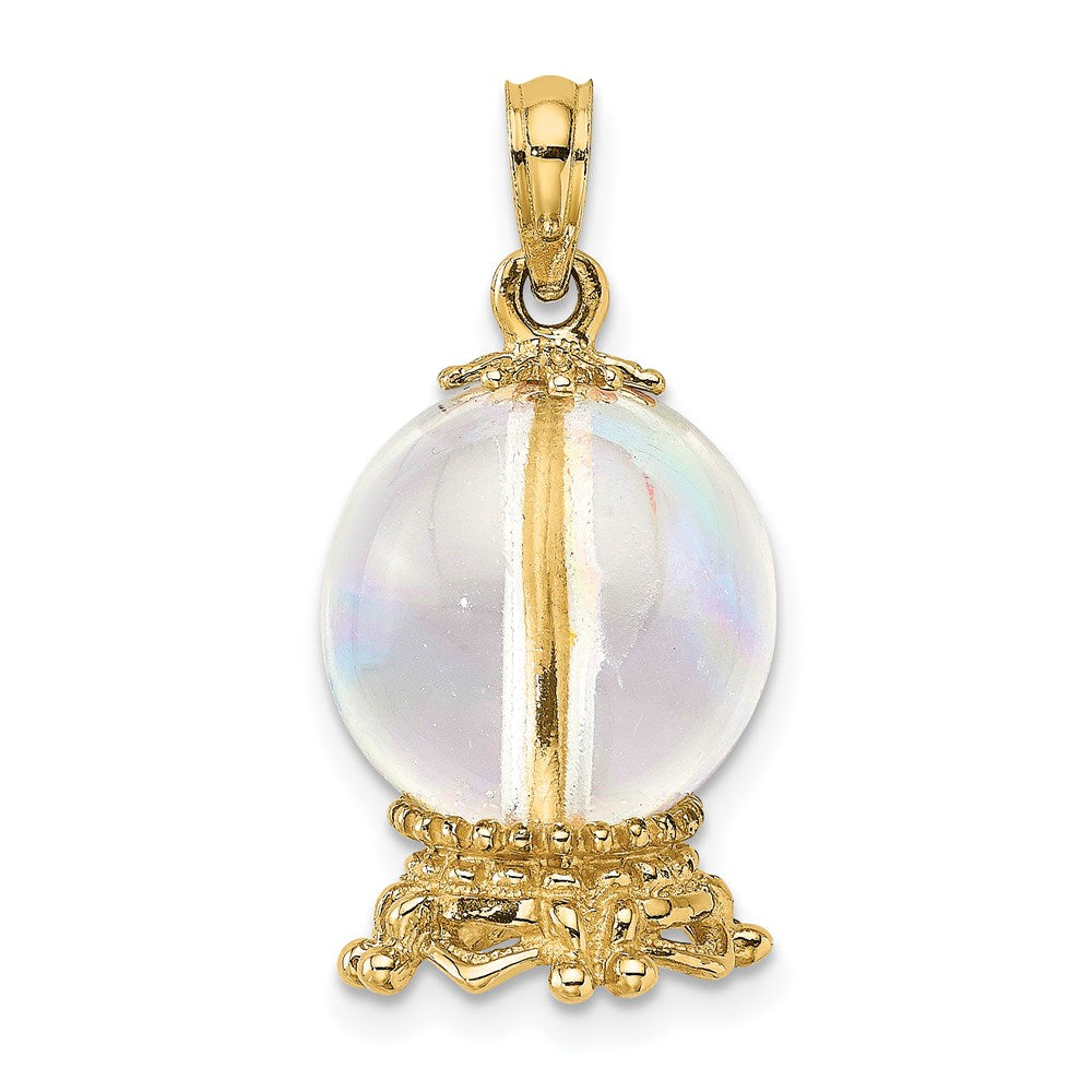 14k Yellow Gold 3D Crystal Ball Charm