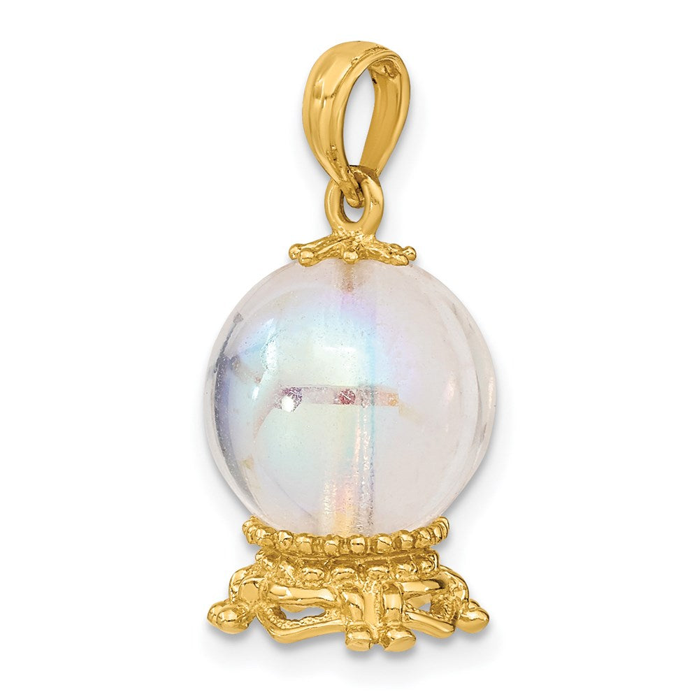 14k Yellow Gold 3D Crystal Ball Charm