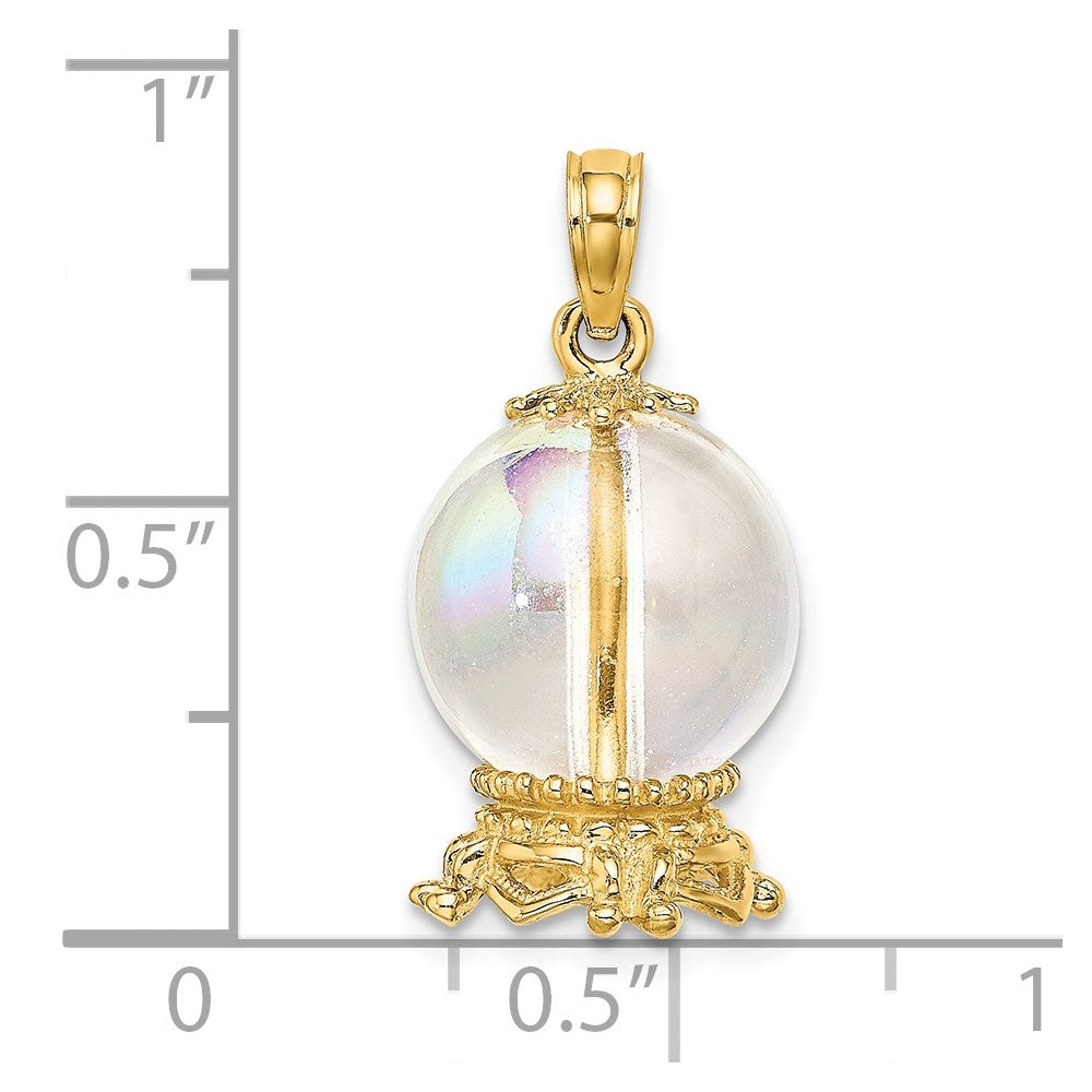 14k Yellow Gold 3D Crystal Ball Charm