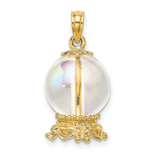 14k Yellow Gold 3D Crystal Ball Charm