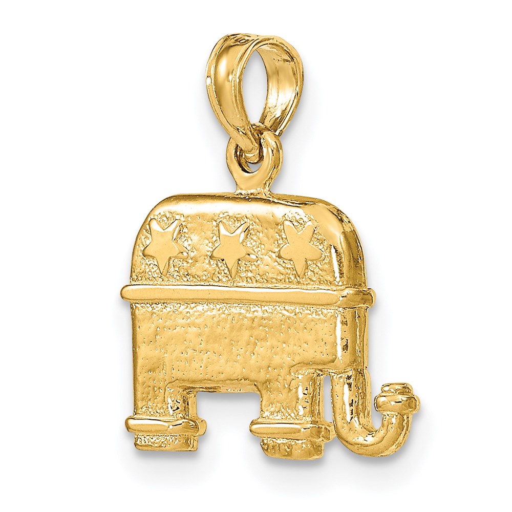 14k Yellow Gold 3-D Textured Republican Elephant Charm