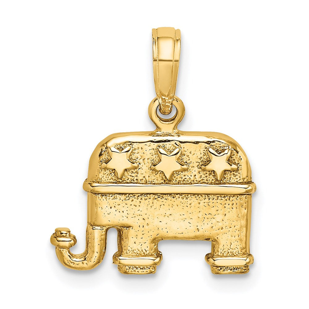 14k Yellow Gold 3-D Textured Republican Elephant Charm