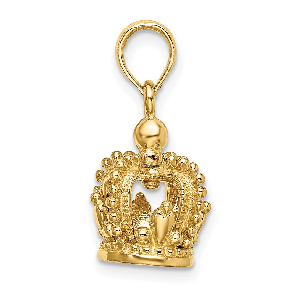 14k Yellow Gold 3-D Polished Crown Charm