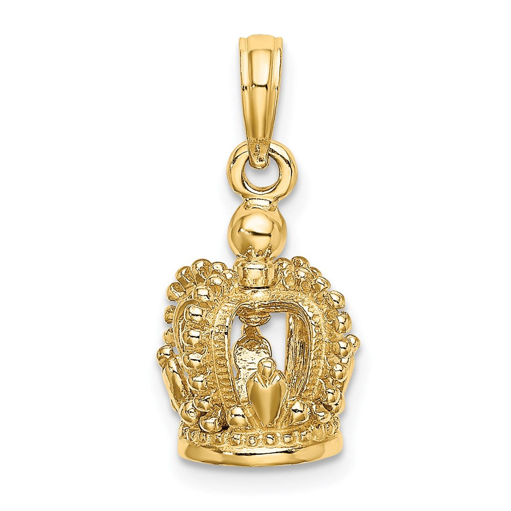 14k Yellow Gold 3-D Polished Crown Charm