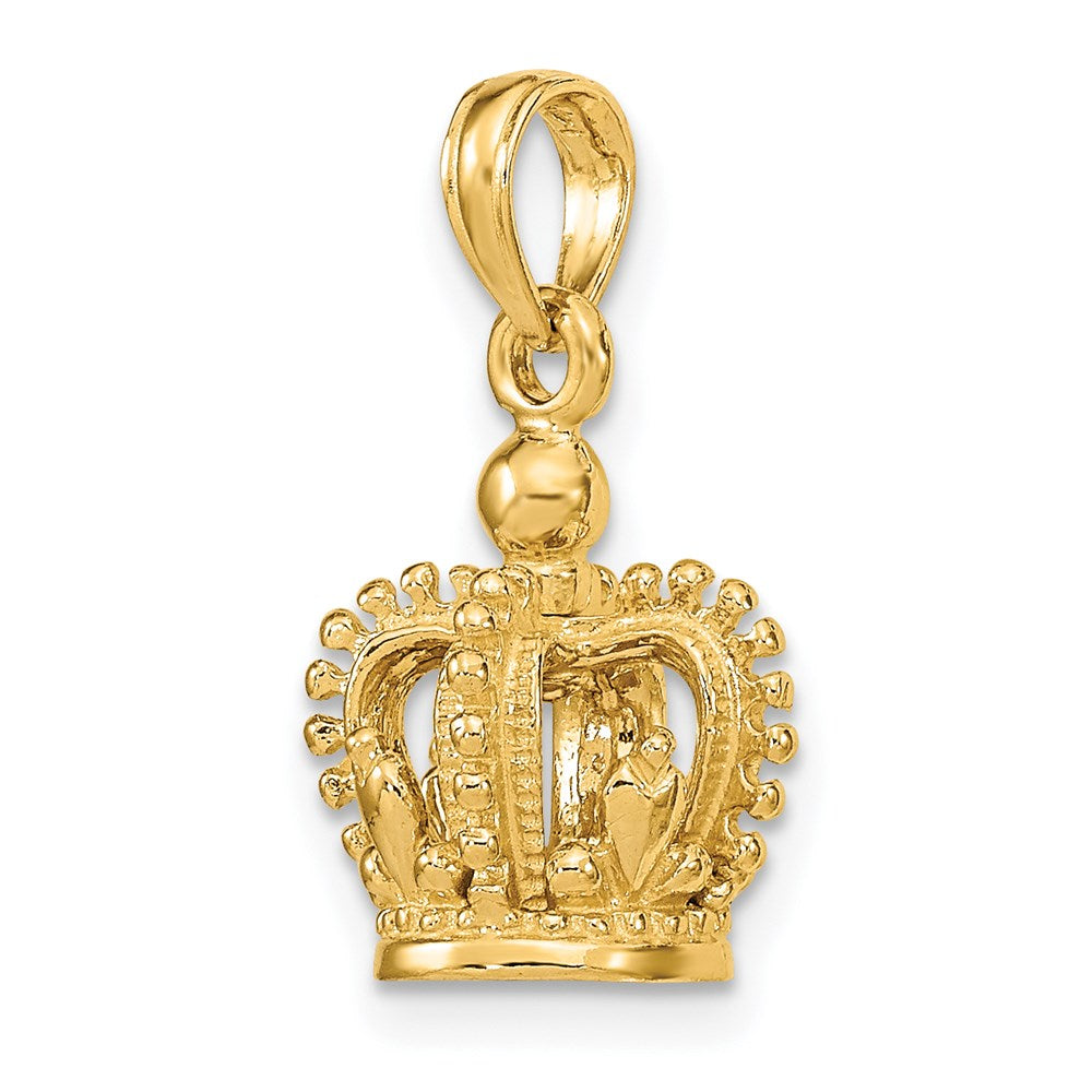 14k Yellow Gold 3-D Polished Crown Charm