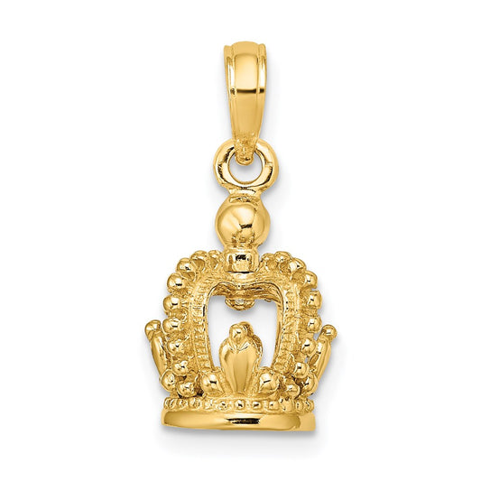 14k Yellow Gold 3-D Polished Crown Charm