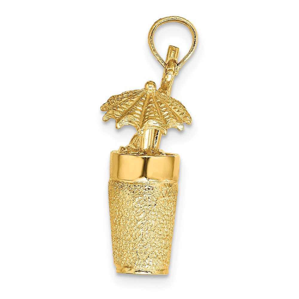 14k Yellow Gold 3-D Textured Cocktail Drink Charm