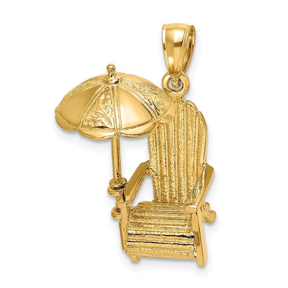 14k Yellow Gold 3-D Beach Chair w/ Umbrella Charm