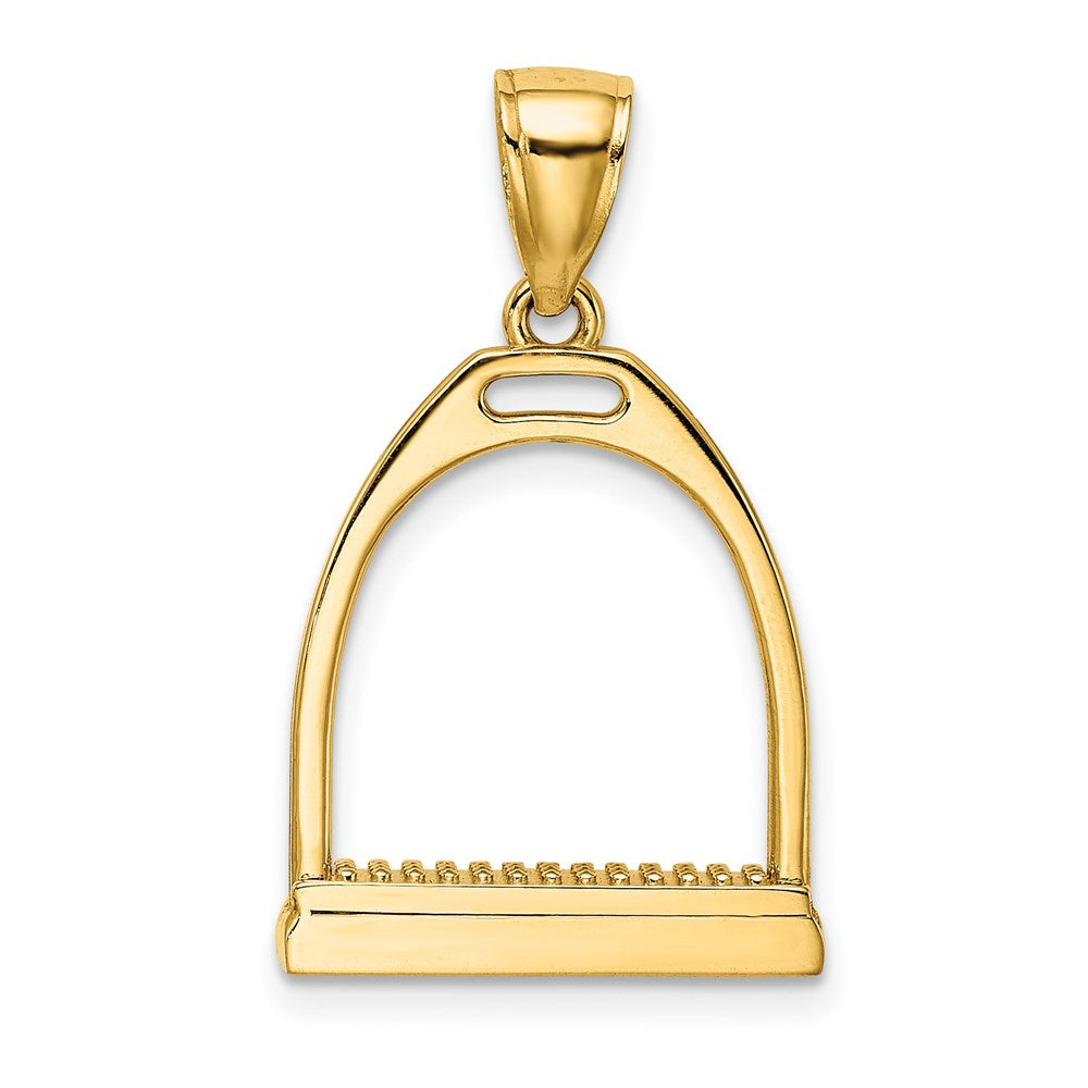 14k Yellow Gold 3-D and Polished Large Horse Stirrup Charm