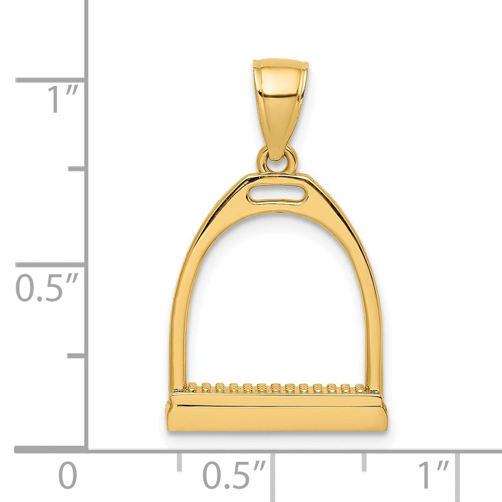 14k Yellow Gold 3-D and Polished Large Horse Stirrup Charm