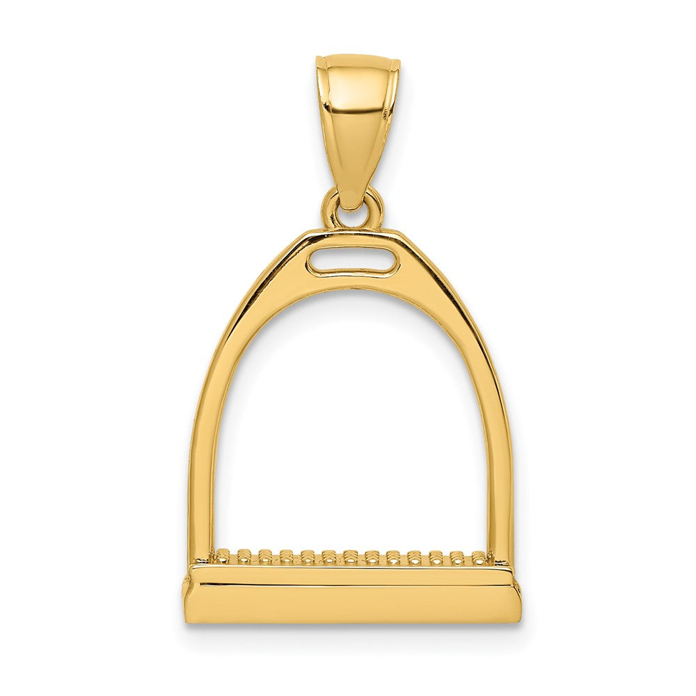 14k Yellow Gold 3-D and Polished Large Horse Stirrup Charm