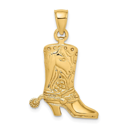 14k Yellow Gold Cowboy Boot with Spur Charm