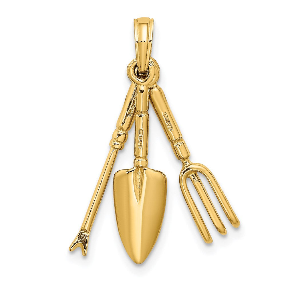 14k Yellow Gold 3-D Moveable Garden Hand Tool Collection Charm