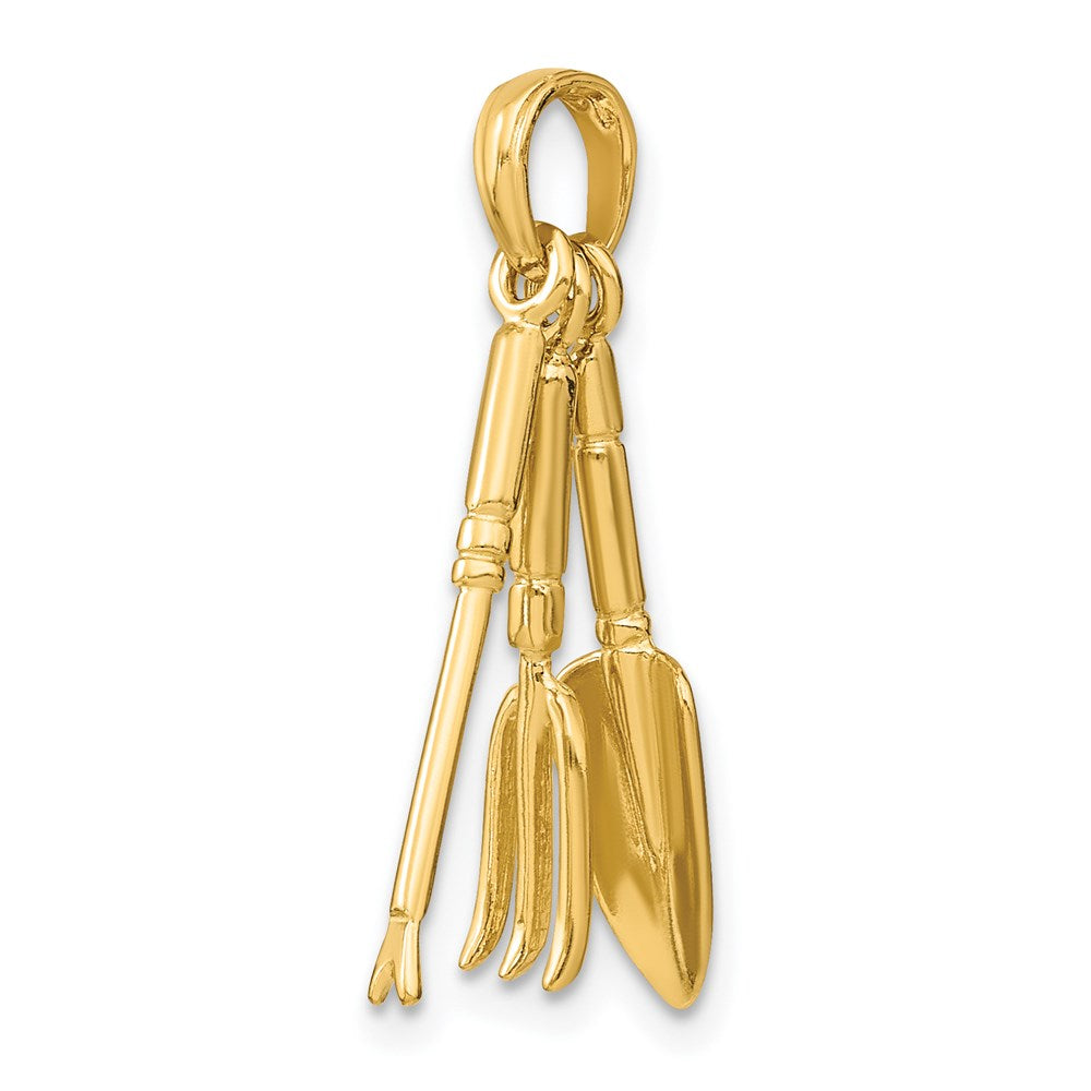 14k Yellow Gold 3-D Moveable Garden Hand Tool Collection Charm