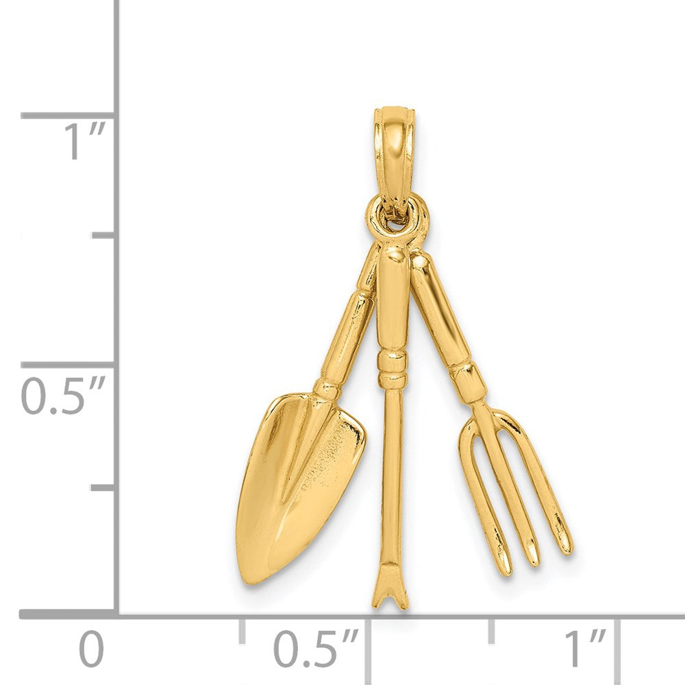 14k Yellow Gold 3-D Moveable Garden Hand Tool Collection Charm