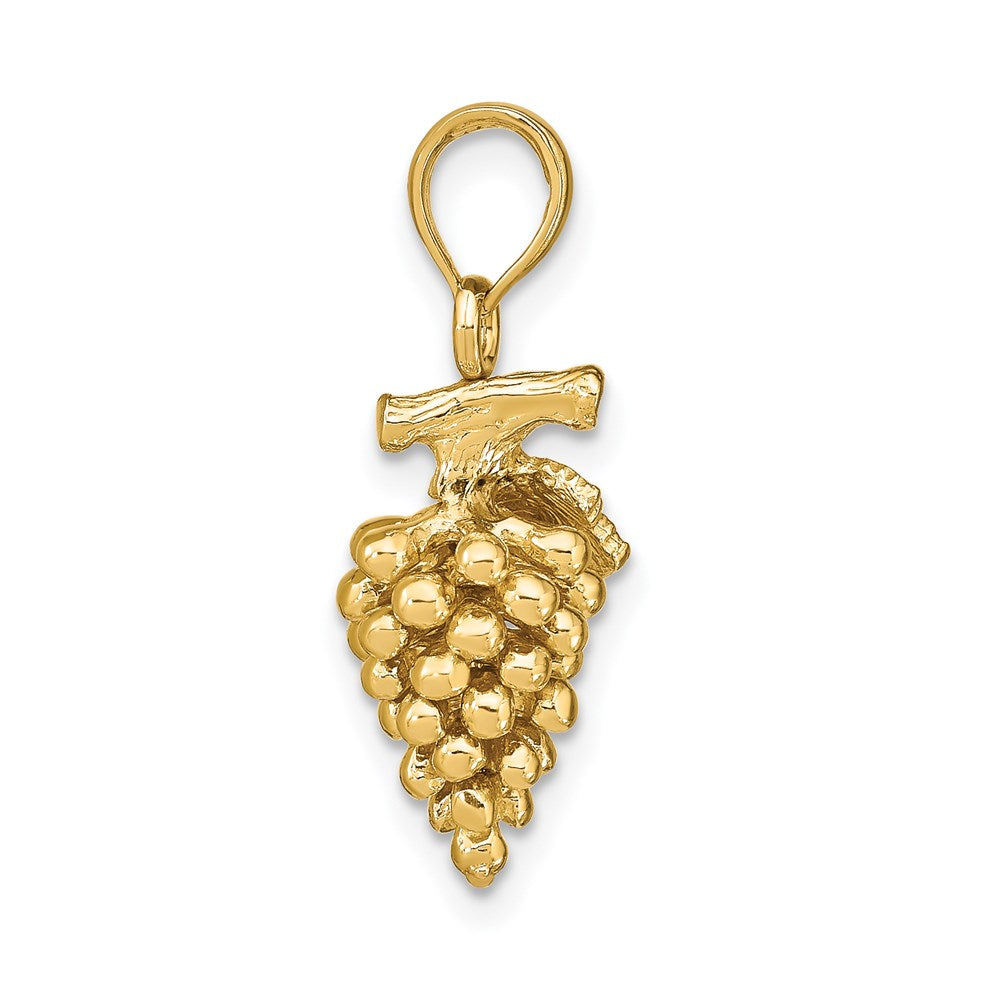 14k Yellow Gold 3-D Grapes W/ Stem and Leaf Charm