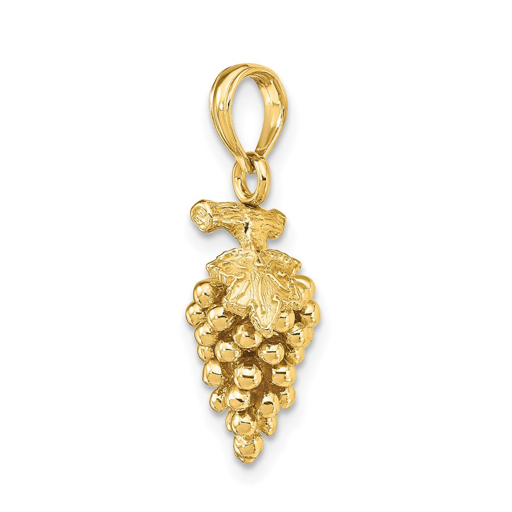 14k Yellow Gold 3-D Grapes W/ Stem and Leaf Charm